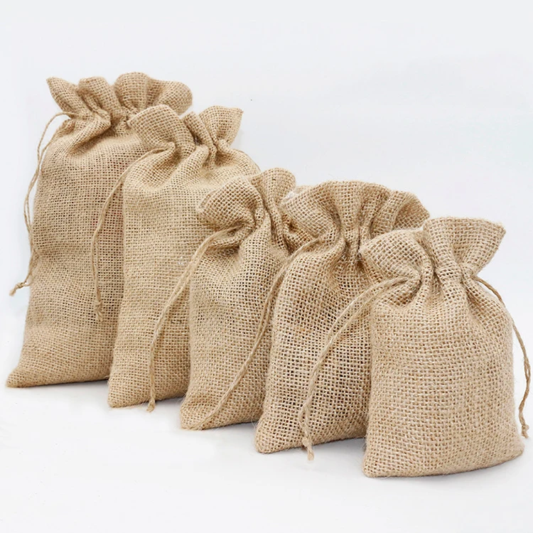 bolsa de almacenamiento con cordón para joyería 50 bolsas pequeñas de lino natural con cordón de yute regalo de boda 