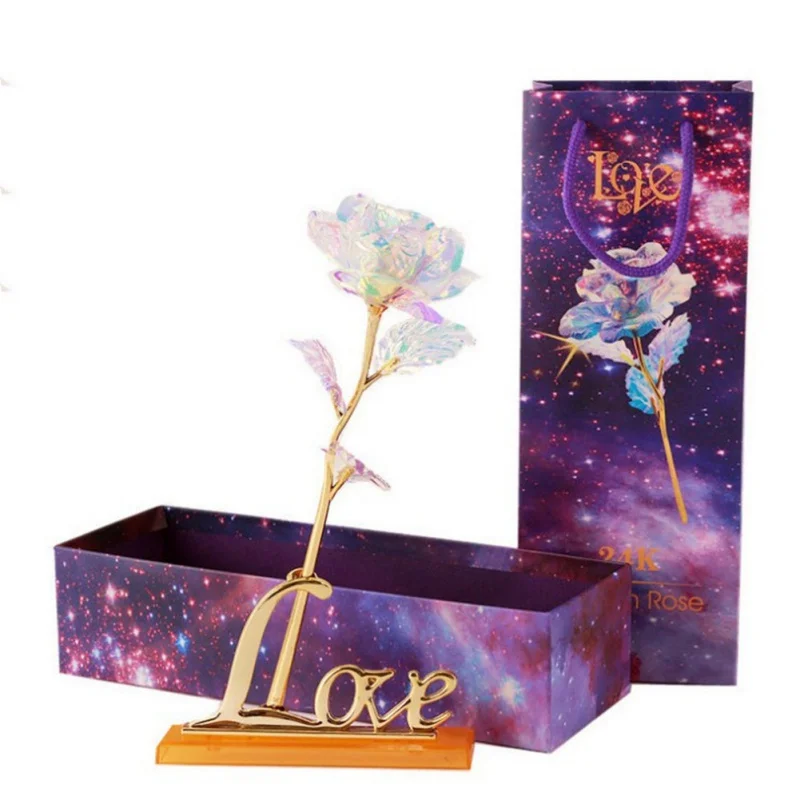 24K Simulation Eternity Gold Foil Rose Gift Box Romantic Valentines Day Gifts 