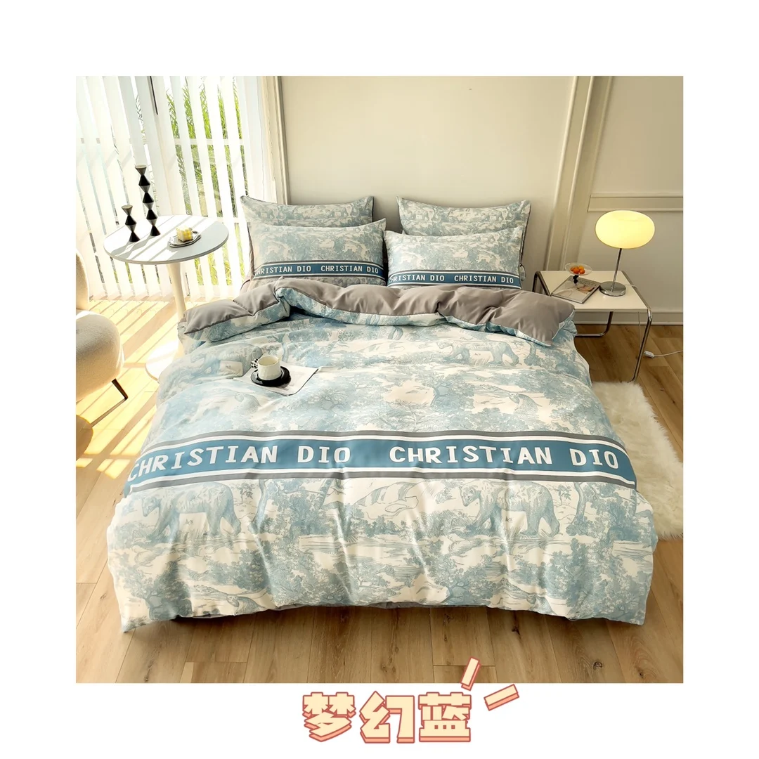 Brushed Cotton 4in1 Bedding Set Grid Twin Size Duvet Cover Bed Sheet Bedding Set Buy