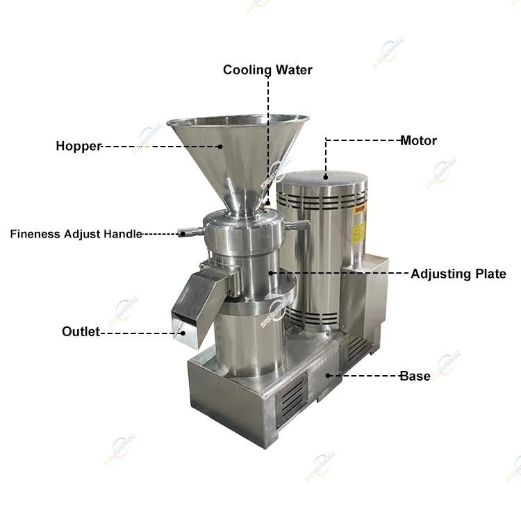 Food Industrial Large Peanut Paste Making Pistachio Mayonnaise Nuts Butter Hummus Colloid Mill Mustard Seeds Grinder Machine
