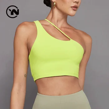 Summer Irregular Women Solid Color Sports Bra Shoulder Straps Shaping Bra Vest Women Fitness Running Yoga Bra