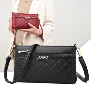 Custom Logo Quilted PU Sac Bandouliere  Women's Crossbody Bags Leather Crossbody Bag Custom Logo Handbag