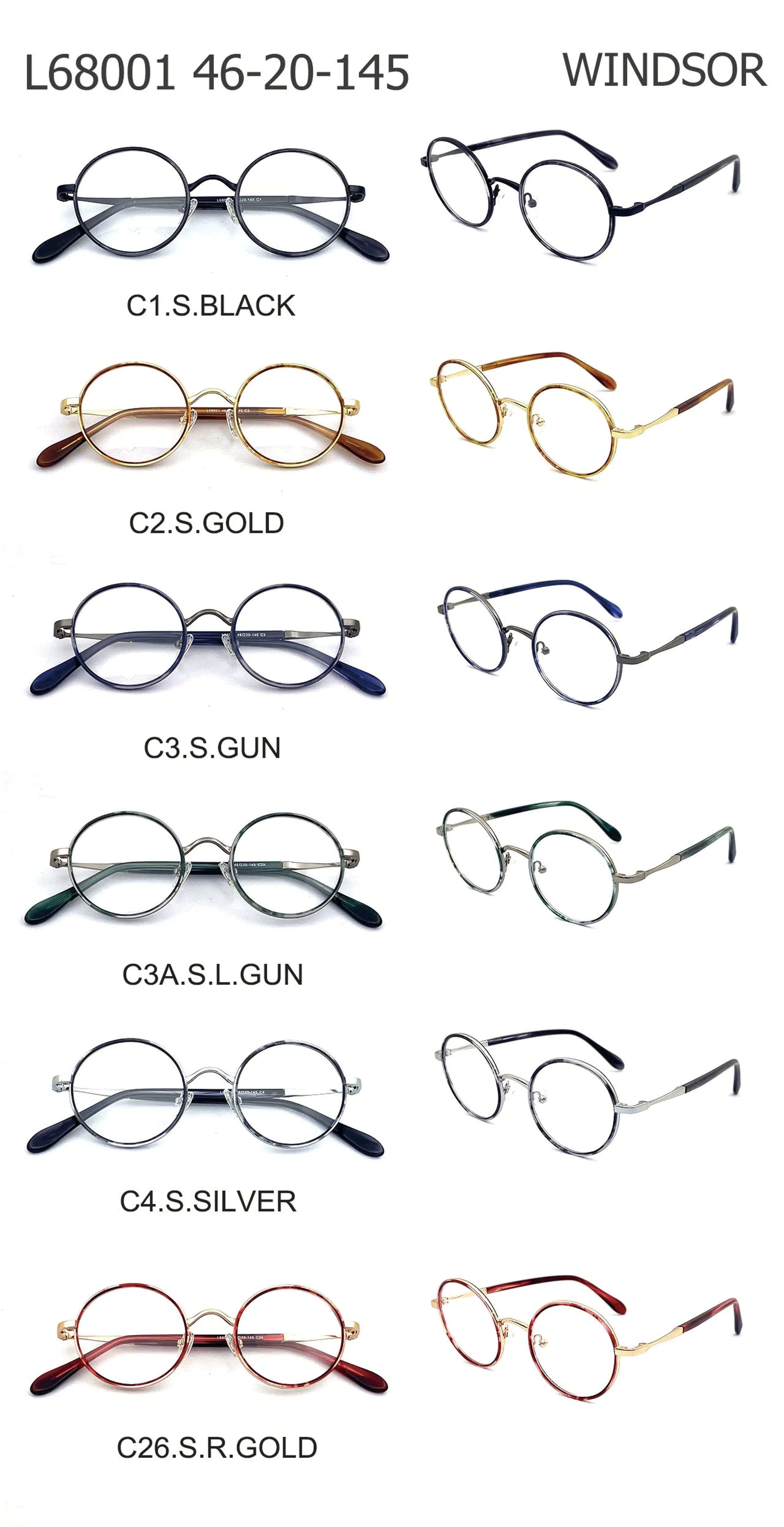 Hot Sale Factory Price Wholesale Manufacturers Round Acetate With Metal  Retro Eyeglasses Optical Vintage Glasses Frames