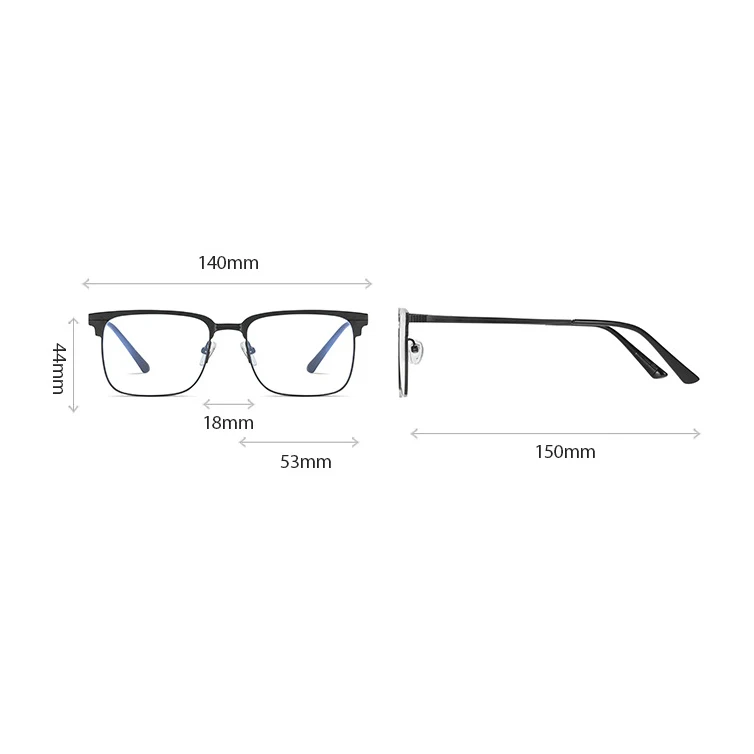 Photochromic Anti Blue Light Glasses Metal Frame Eyeglasses With Magnet ...