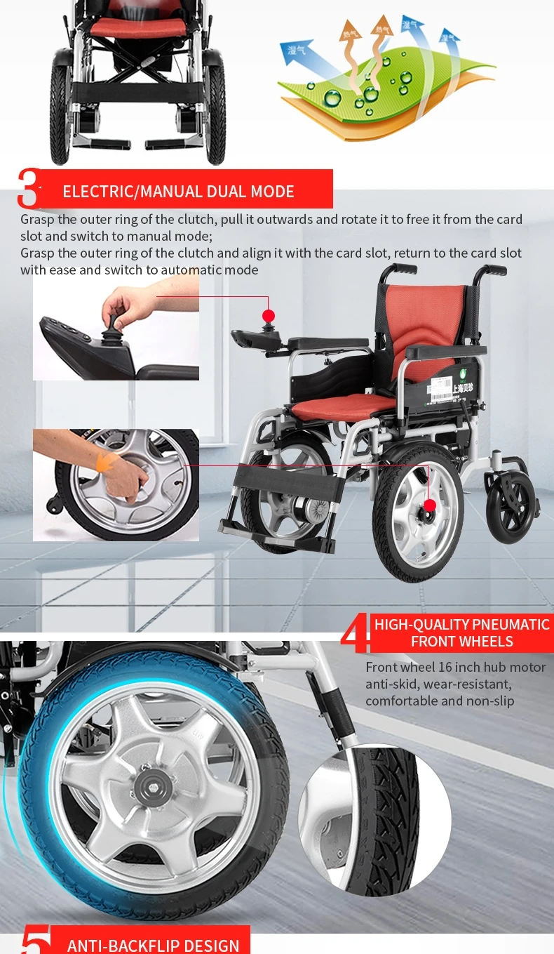 Manufactures wheelchair comfortable 4x4 wheelchair attractive all terrain lightweight folding power wheelchair long use supplier