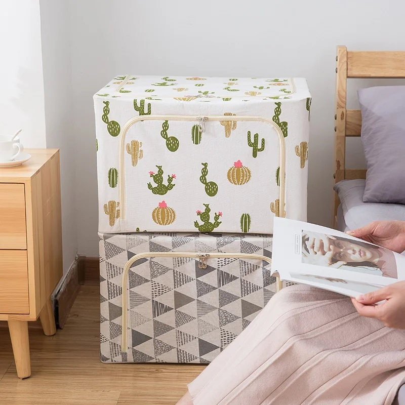 New Design Foldable Linen Shoe Box LED Lighting Square Vacuum Bag for Clothing Storage Organizadoras Cajas