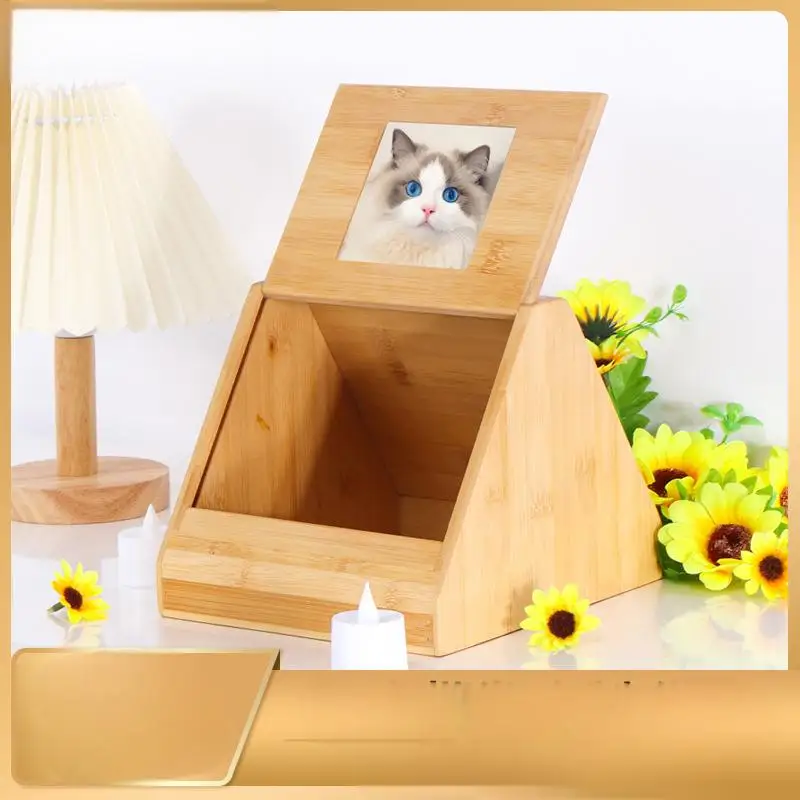批发定制现代中密度纤维板猫狗骨灰盒手工宠物火葬棺材手工图案葬礼纪念供应