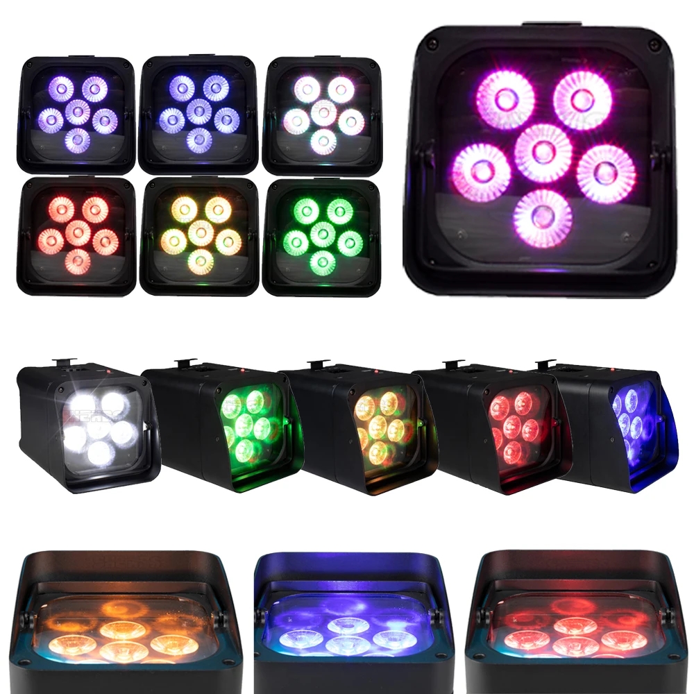 Shehds Wireless Remote Control Wifi APP Smart LED Par 6x18W 6in1 RGBAW+UV Battery Lighting for  Party Stage