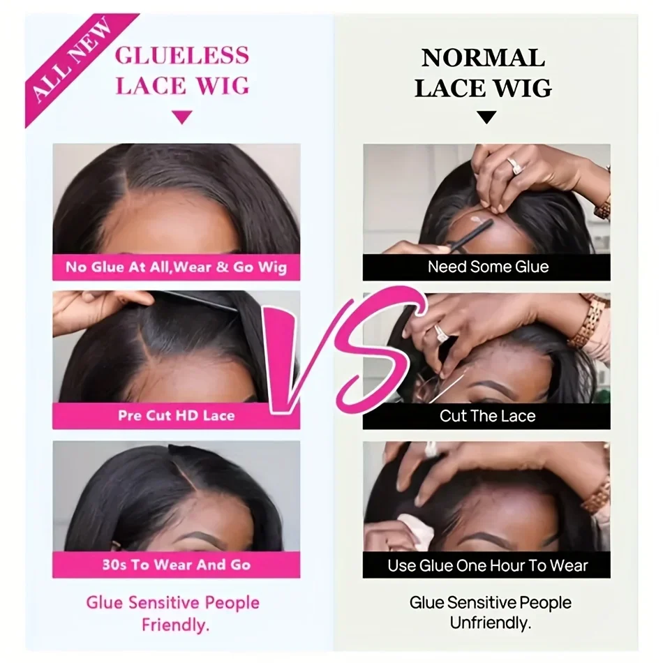 Echthaar Bob Perücke Deep Wave Lace Front Ohne Kleber Vorgezupft_voghion.com