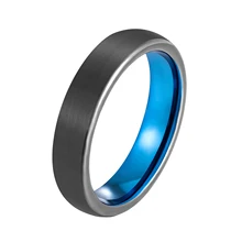 Trendy Tungsten Jewelry Brushed Black Blue Tungsten Ring 4MM Jewelry Rings for Women Men Wedding Ring Comfort Fit