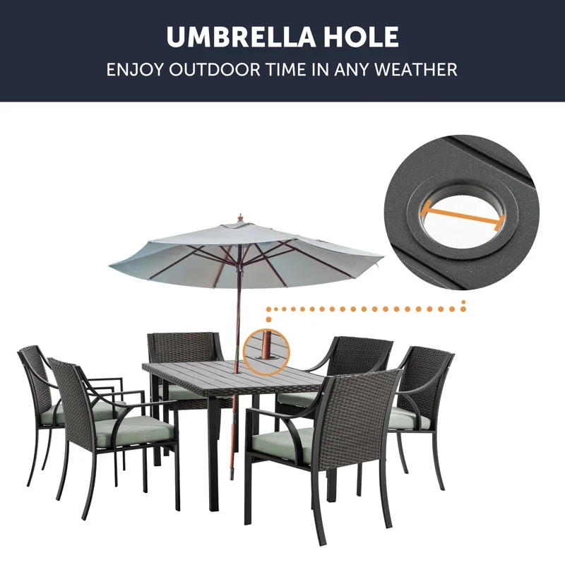 Rattan Garden Furniture 6 Seater Table and Chairs Outdoor Aluminum Patio Furniture Sets Luxurious Outdoor Garden Dining Set manufacture