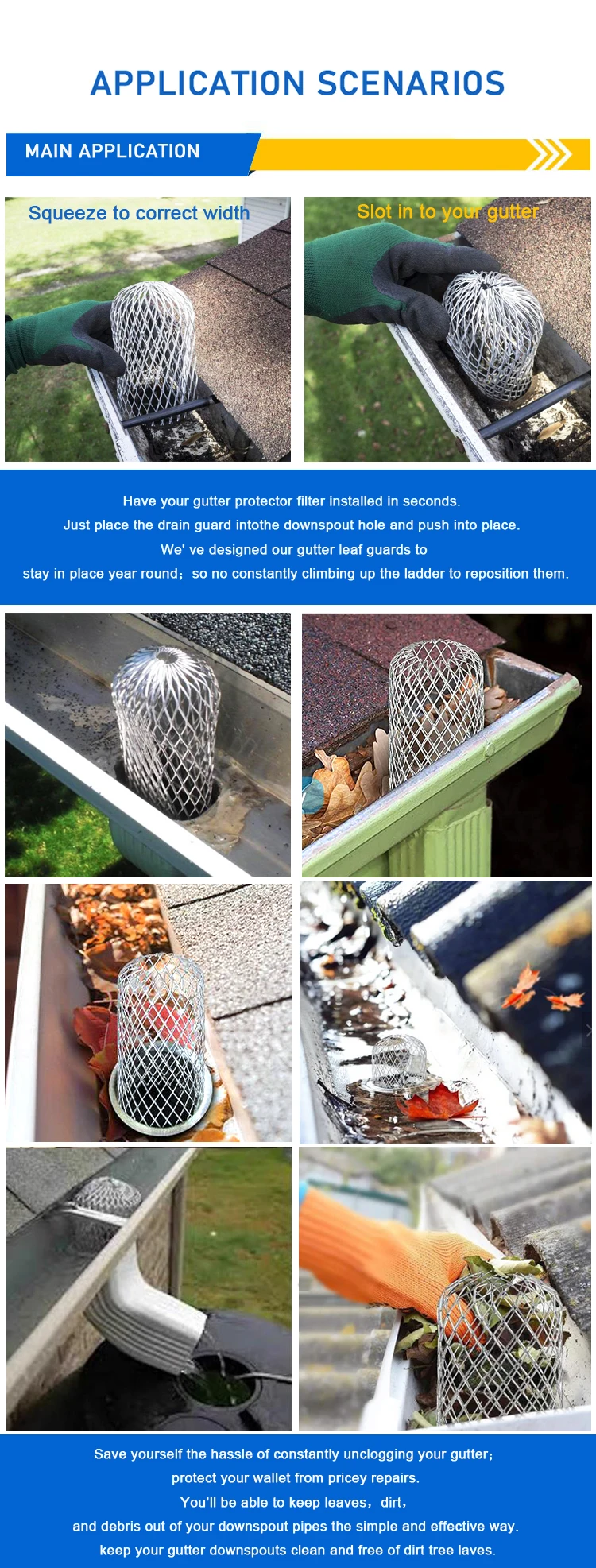 Expanded Aluminum Mesh Downspout Filters Gutter Guard Strainer Buy