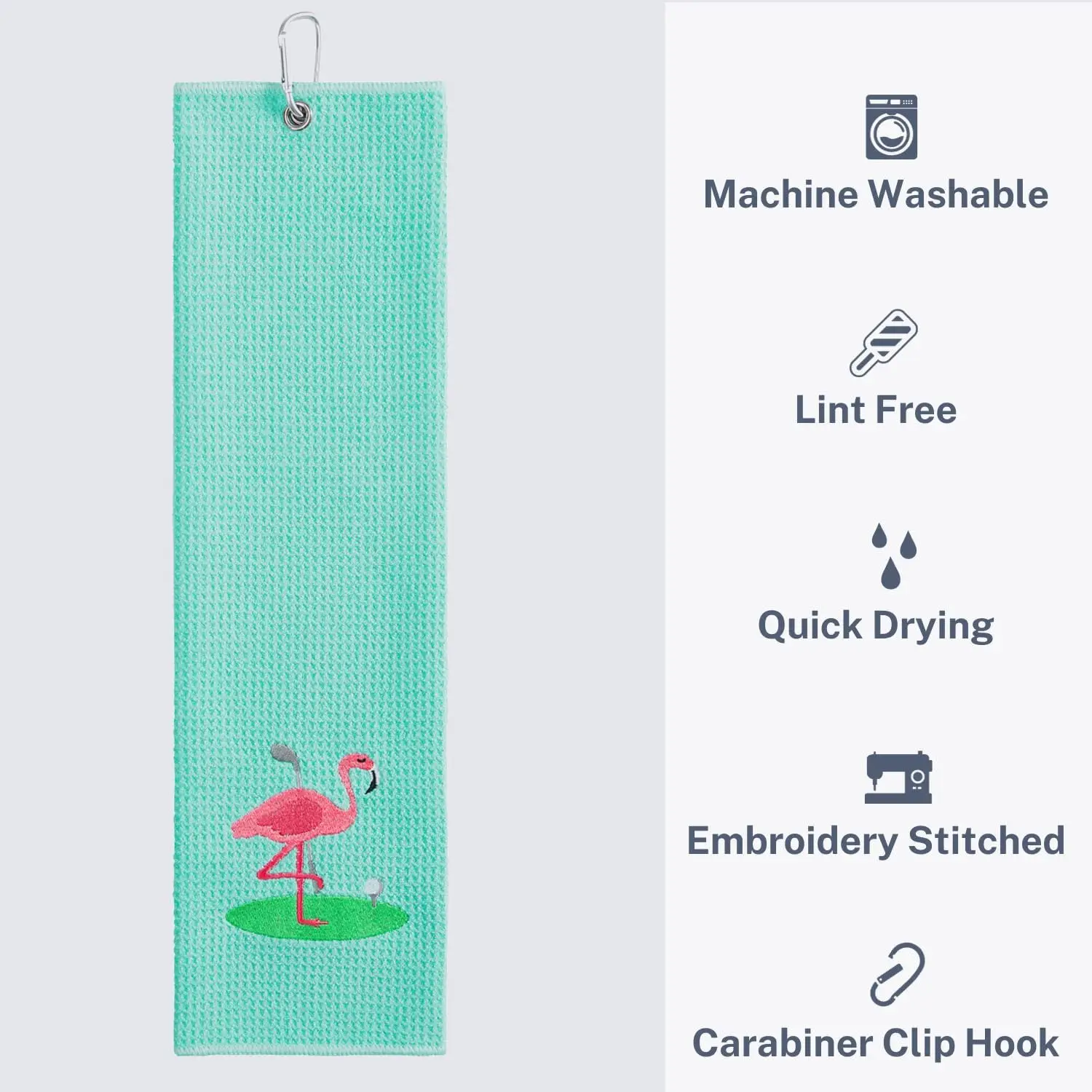 Hot Sale Custom Printed Logo New Embroidered Funny Golf Towel Waffle Weave Tri-Folder Hook Jacquard Technique Premium Golf Bags supplier