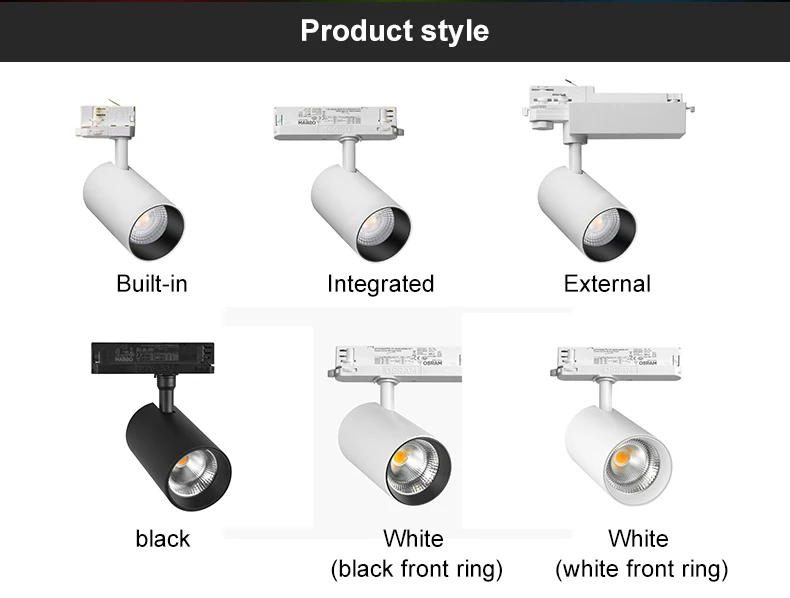 CRI90 anti glare flicker free 14-42W LED track light with 5 years warranty