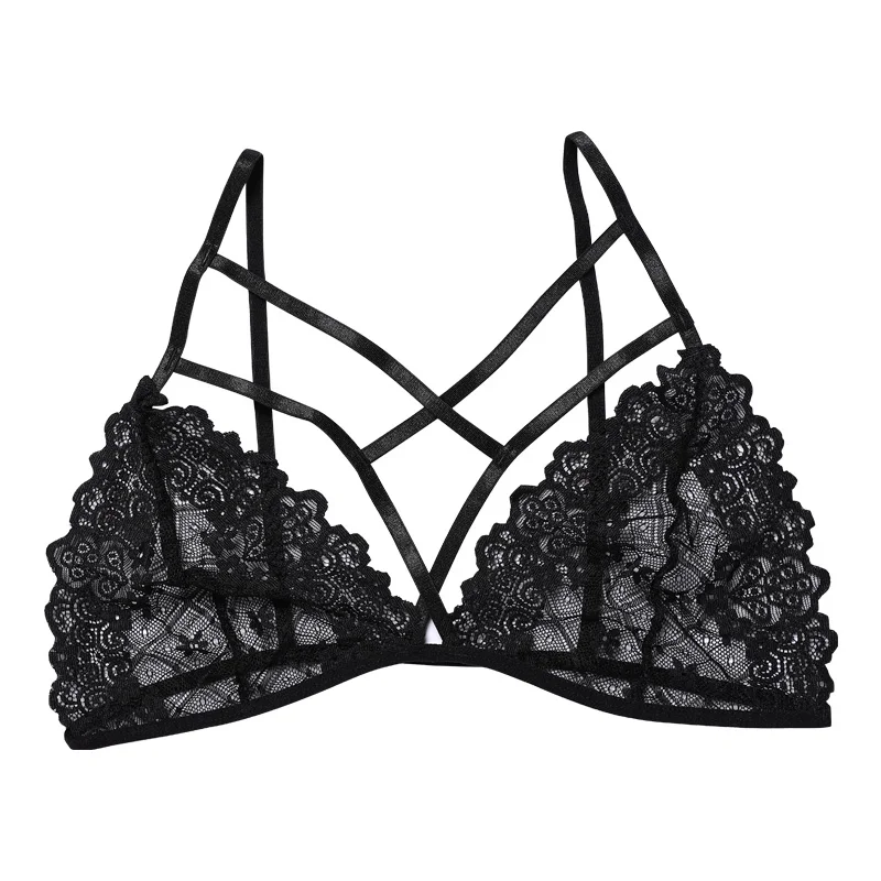 Sharicca Großhandel durchsichtiges heißes Mädchen-Bralette-BH-Set mit ausgehöhltem BH für Damen, sexy Unterwäsche mit Spitze, sexy Dessous_voghion.com