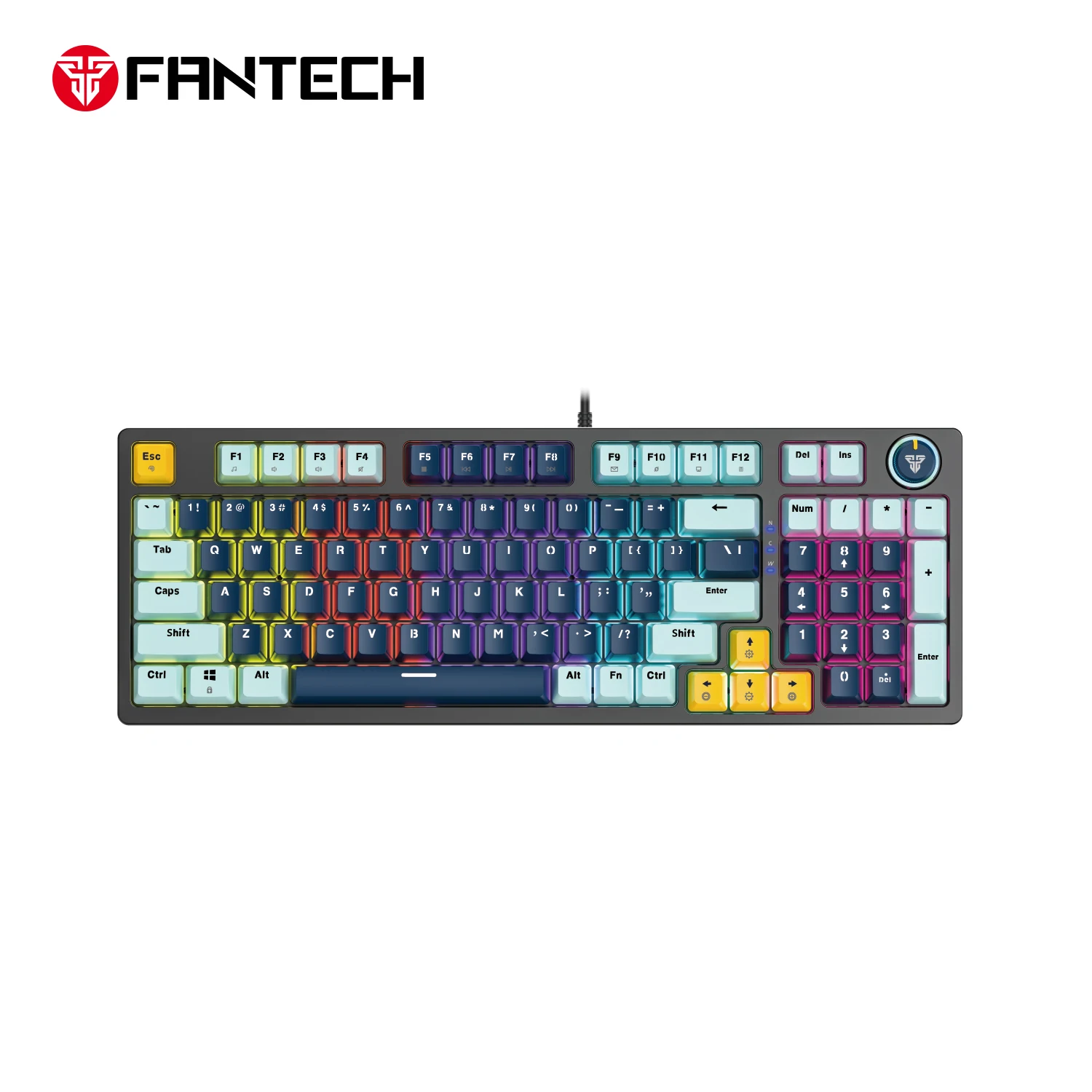 Fantech MK890V2 96 Keys Led Backlit Gaming Keyboard with Knob Wired Computer PC Blue Red Switch Mechanical Gaming Keyboard