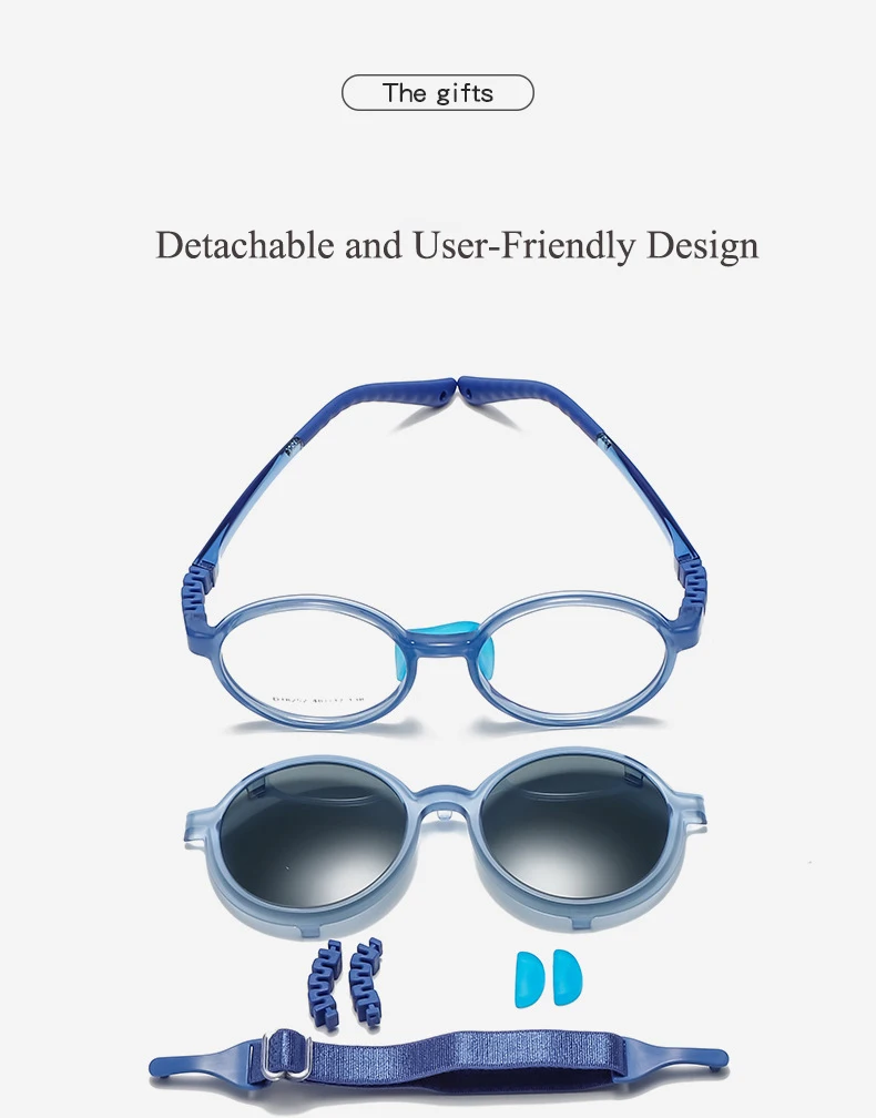 2 in 1 Magnetic Clip on Boys Girls Glasses Kids Myopia Prescription Flexible Eyeglasses Polarized Sunglasses 2024