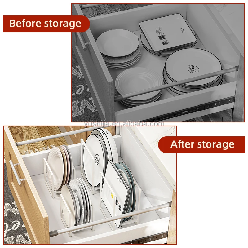 New Upgrade High Quality Space Saving White Steel Dish and Bowl Storage Rack for Kitchen Cabinet or Counter Top