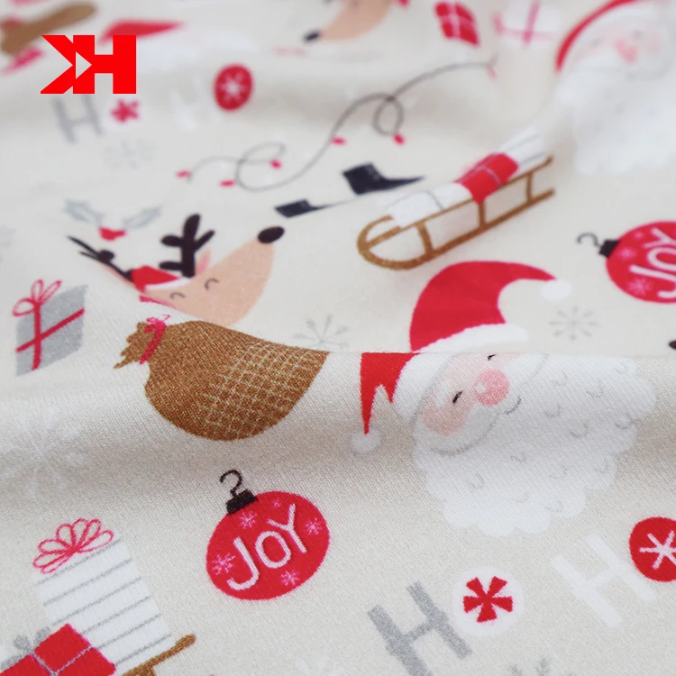 Kahn christmas decoration textile supplies 220gsm hot selling custom cotton material lycra printed  fabric