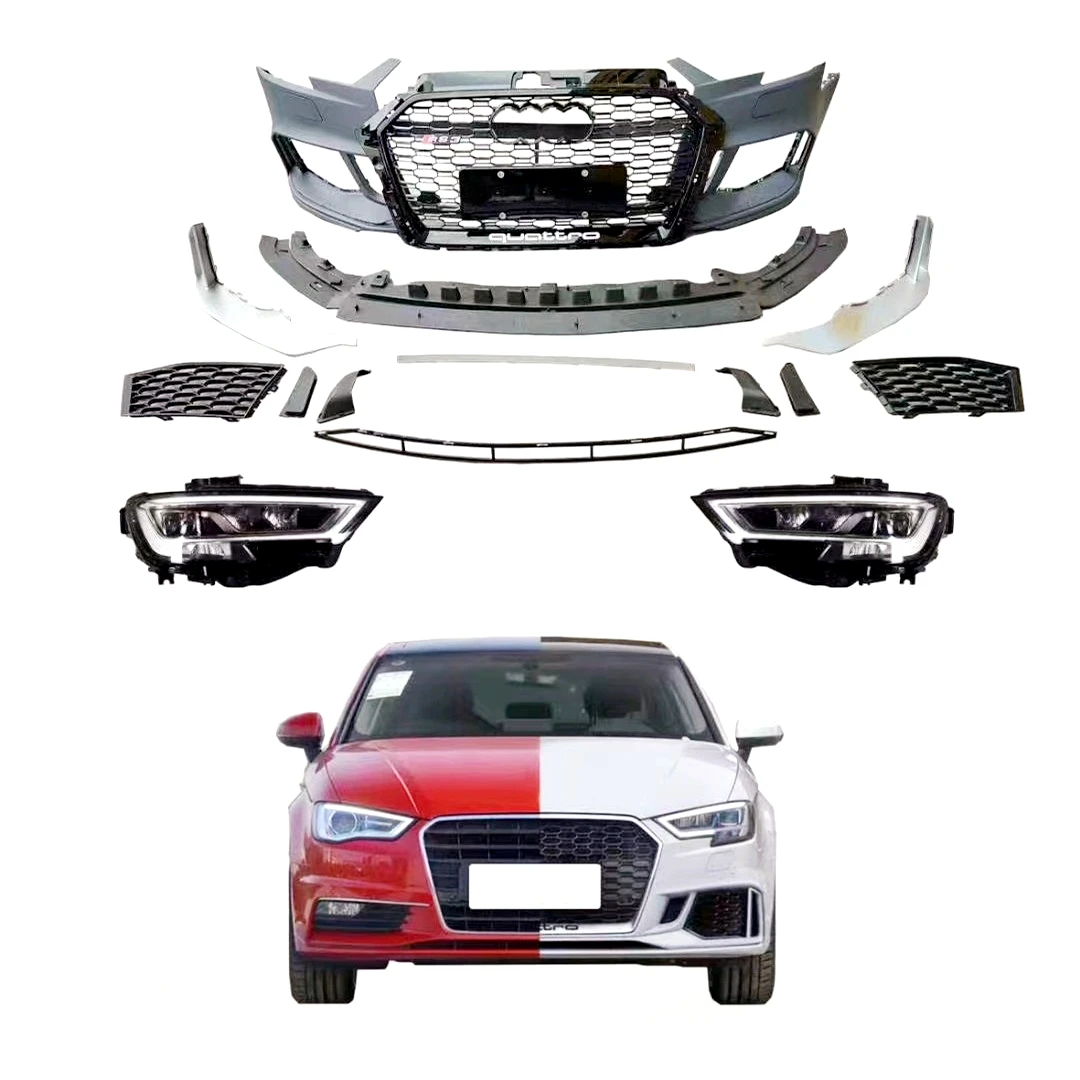 Auto Front Bumper With Led Headlights For Audi A3 S3 8v Facelift 2017