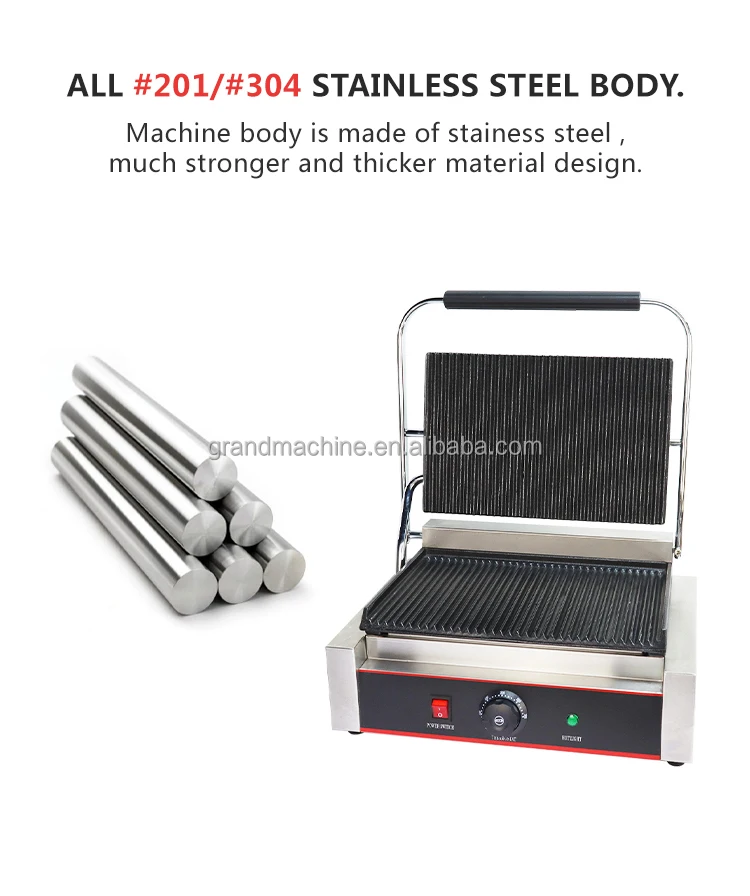 Commercial Equipment Electric Stainless Steel  Sandwich Press Panini Grill Single Head Panini Grill Plate manufacture