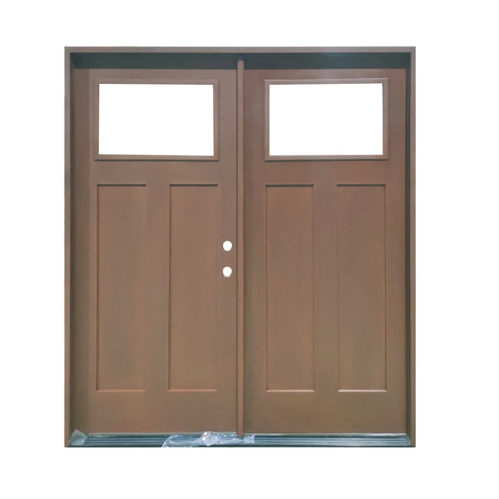 Modern fiberglass entry double door woodgrain fiberglass exterior doors for home factory