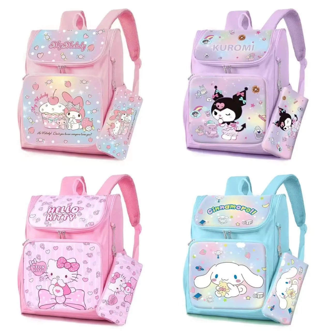 New Sanrio Series Cartoon Student Backpack Kitty Kuromi Anime Student ...