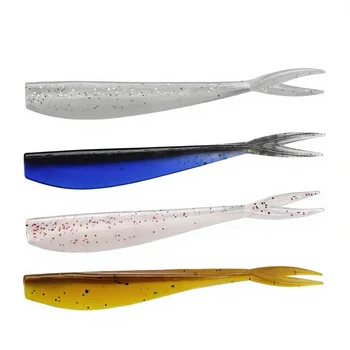 Newbility 70mm 1.2g Soft Fishing Baits Double Color Split-tail Silicone Fishing Saltwater Fish Marlin Ocean Boat Fishing – Soft Lure – view 5