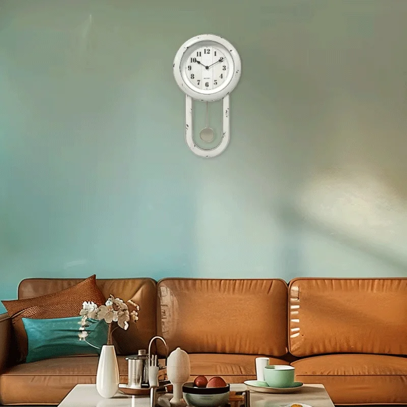 Infinity Time Patio Decor Pendulum Clock Plastic Hanging Wall Decorative White Color Quartz Antique Pendulum Hallway Clocks