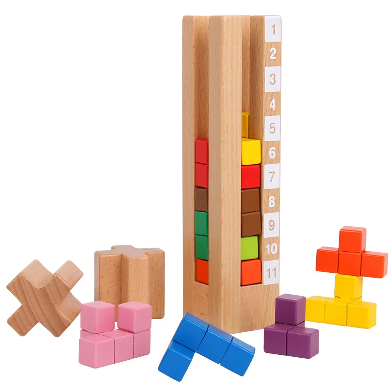 Stacking Toys Building Blocks Montessori Educational Wooden Toys Logic Training Game Preschool Brain Baby Toys Educational