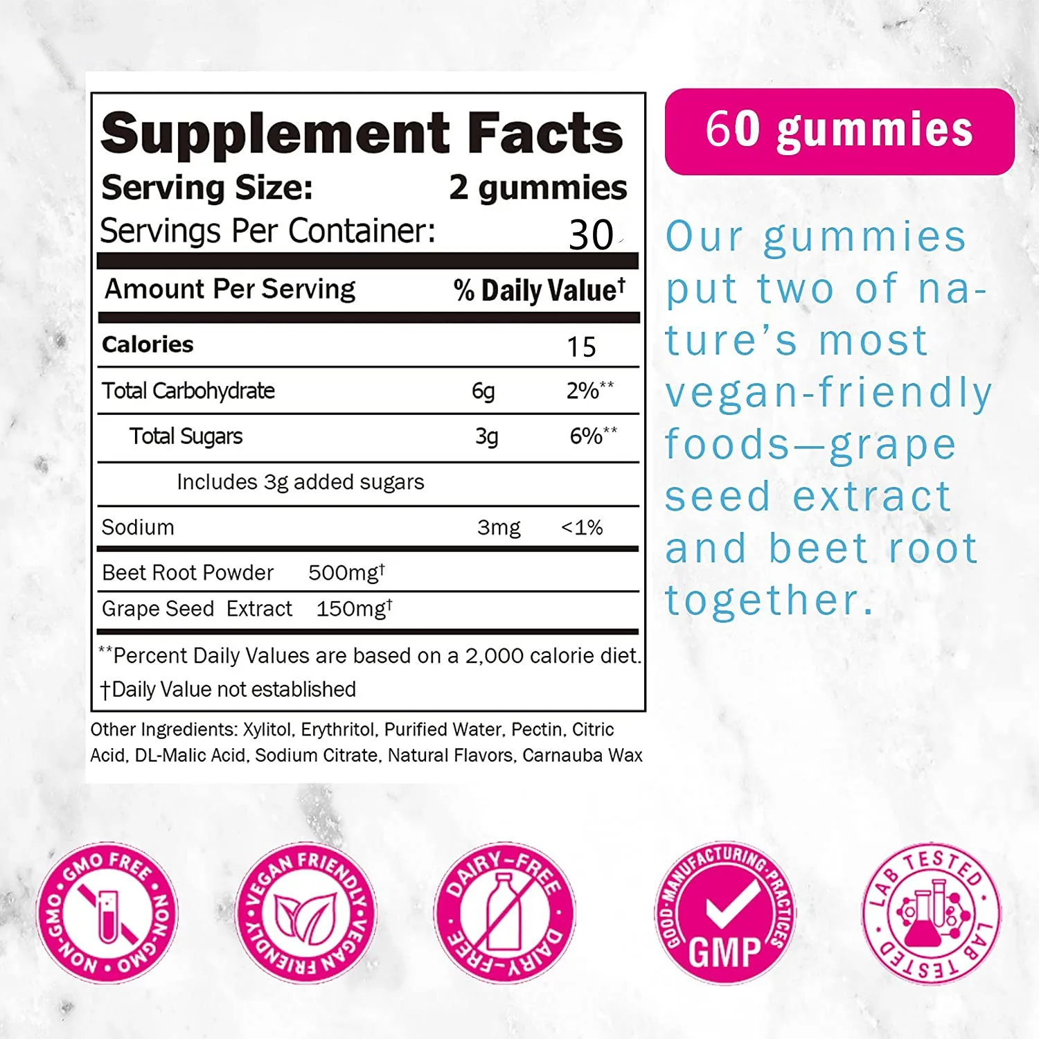 Beet Root Gummies Support Healthy Formulated by Grape Seed Extract and Concentrated Beetroot