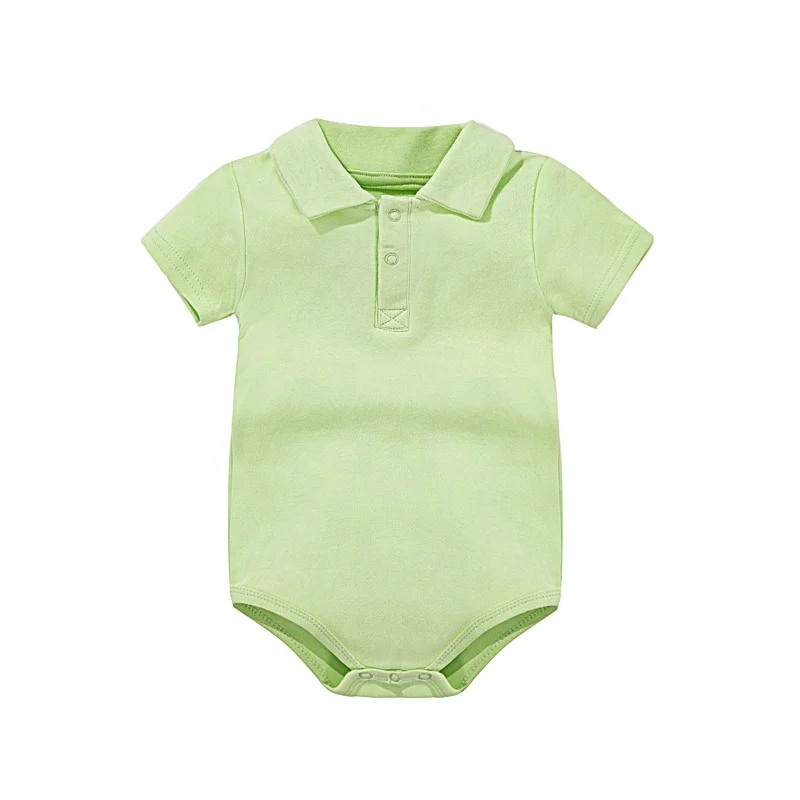 100 органический хлопок короткий рукав воротник-поло Детский боди комбинезон