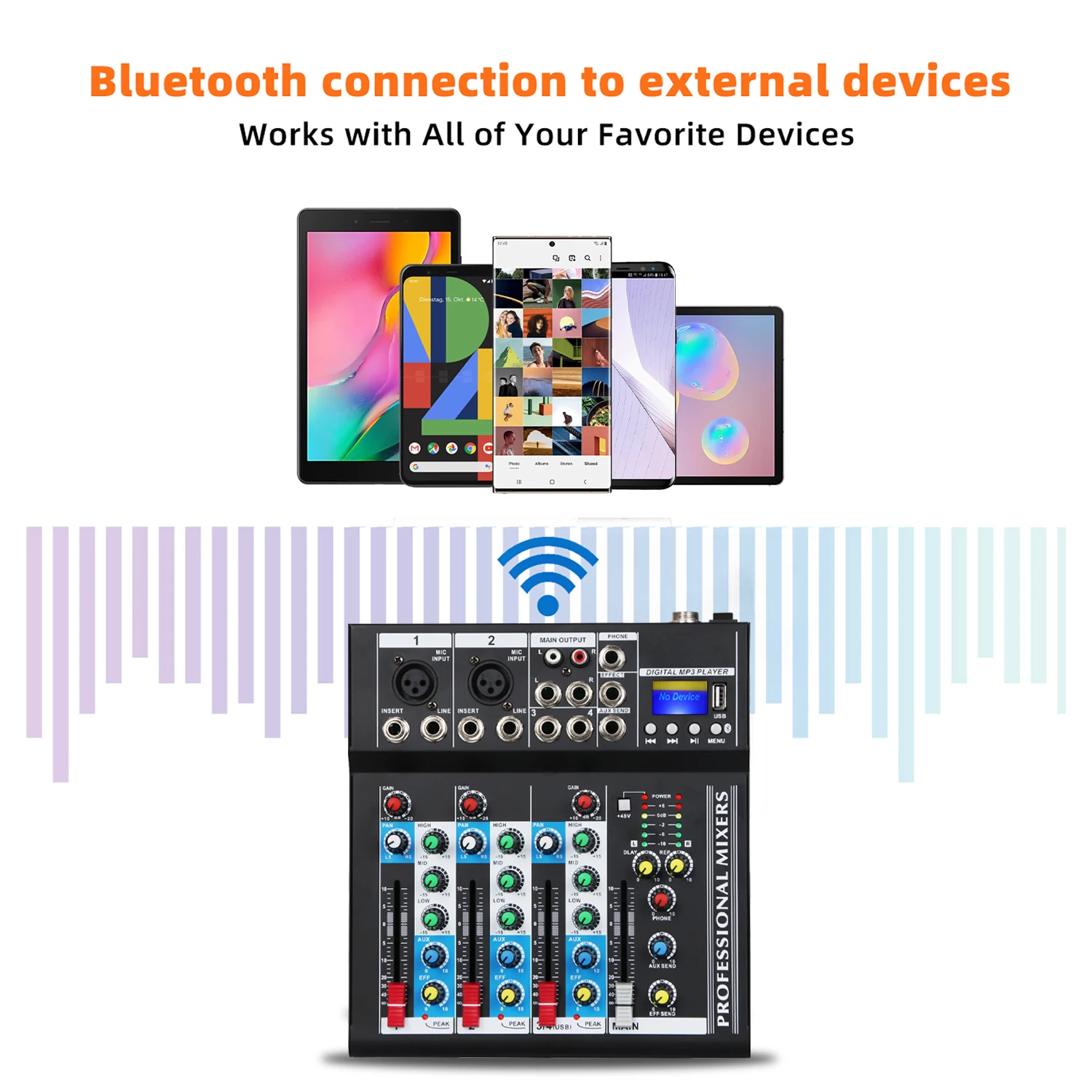 Depusheng HT4  Professional Portable Stage Performance DJ Sound Controller 4 Channel Mini Audio Mixer