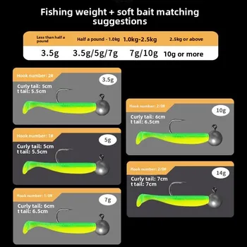 Custom Jig Head Soft Bait Set, T-Tail Swimbait Freshwater Drop Shot Lure for Bass Topmouth Culter Wholesale – Soft Lure – view 3