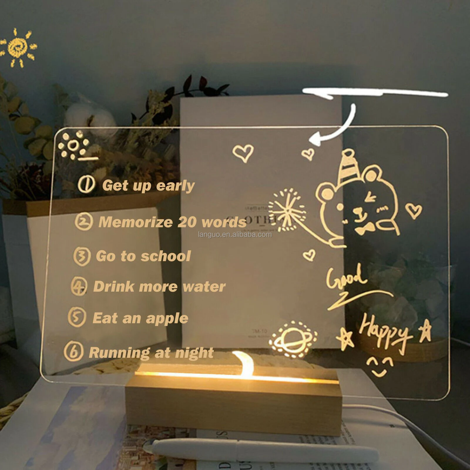 Diy Message Acrylic Writing Board Desktop 3d Led Luminous Acrylic Message Board Buy Acrylic