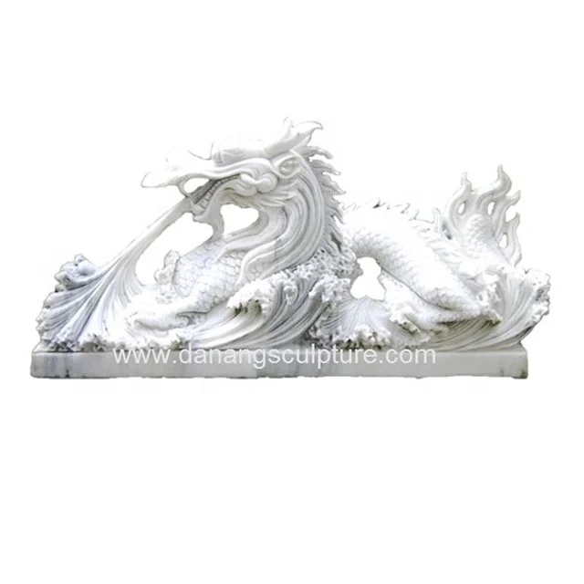 ダナンドラゴン石白いドラゴン彫刻像、ドラゴンガーデン像、ドラゴン