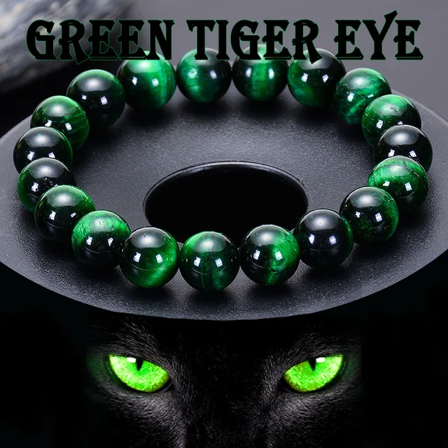 High Quality 8mm Tiger Eye Bracelet Increase Confidence Natural Green Tiger Eye Men Protection Willpower Bracelet