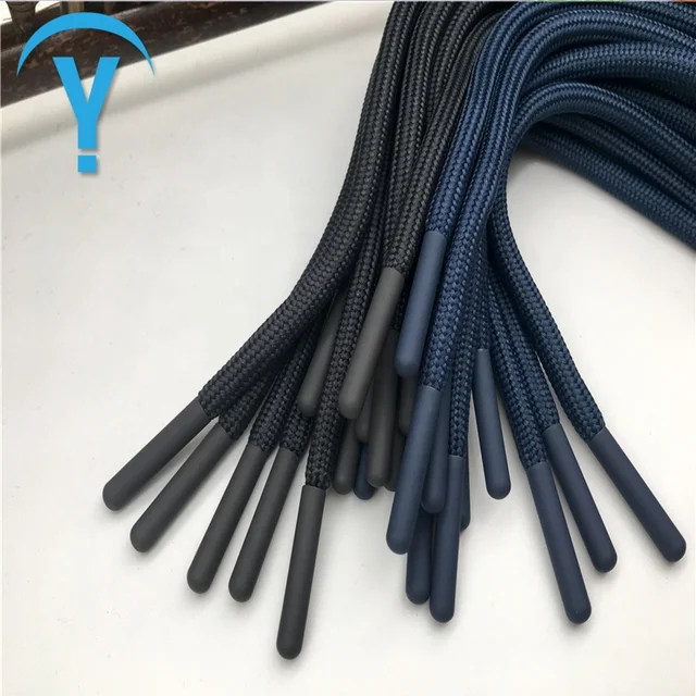 black  polyester cord Round  drawcord hoodie string rope drawstring  drawcord with plastic tips agelt for pants and hoodies