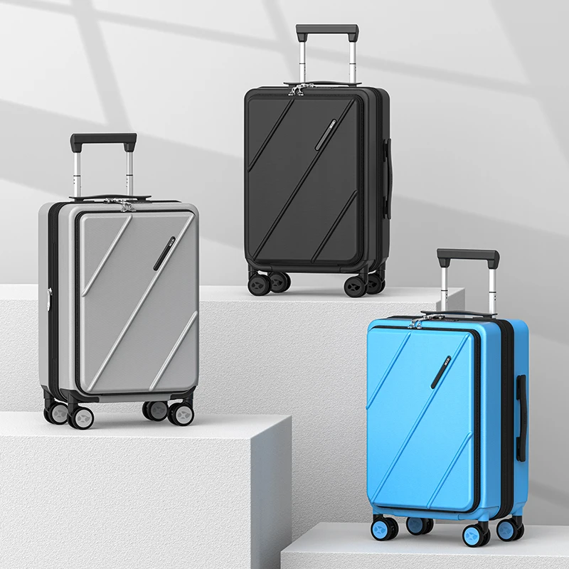 Valigia bagaglio a mano multifunzionale da 20 pollici, valigia da viaggio spinner in materiale