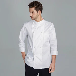 Tesimei High-End Summer Chef Work Tops Short Sleeve Canvas Restaurant & Bar Uniforms for Chinese & Western Restaurants & Bars