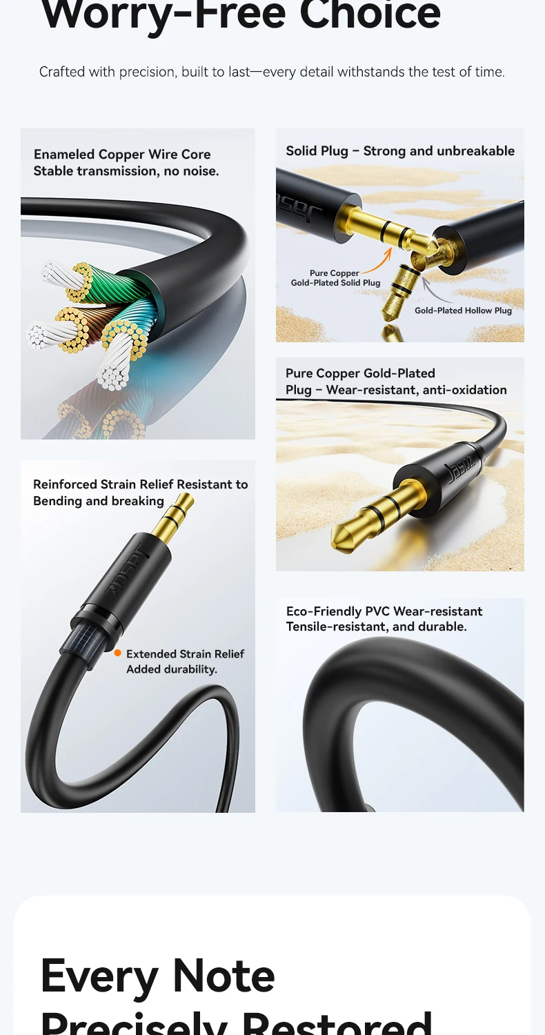 Jasoz 2M AUX 3.5mm Cable Black 5 Meters Male Plug Jack 29AWG for Headphones Car Projector Speaker Camera Microphone