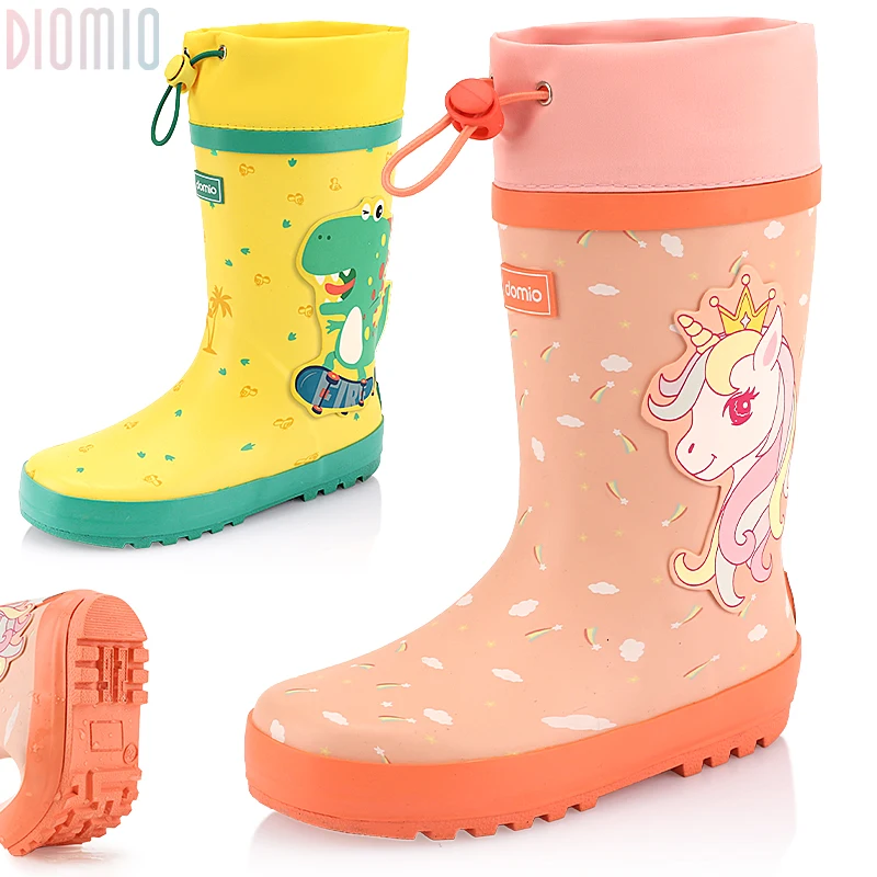 SPKIDS Kids Toddler Boys Girls Cartoon Unicorn Waterproof rain Boots 