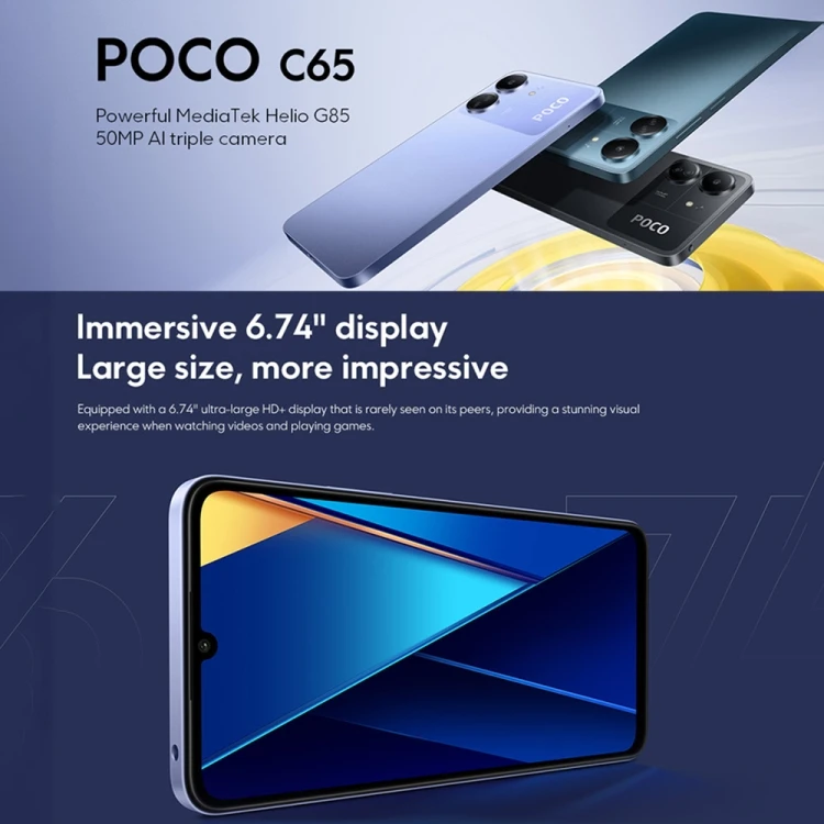 Xiaomi POCO C65 - 6.74 Inch MIUI 14 Smartphone with 256GB Storage