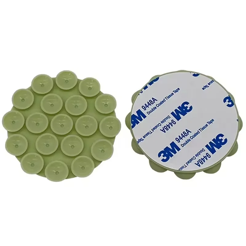 suction cups on backside Vacuum adsorption Non-slip holder wit 3M adhesive Custom Small Round Silicone rubber Pad