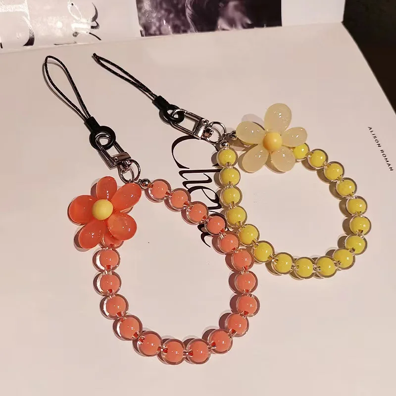 Candy Color Bead Flower Phone Chain