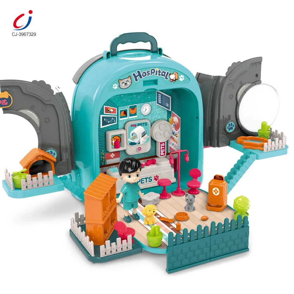 Chengji Interactive 3 In1 Backpack Newest Pet Pretend Set Educational Pet Care Cage Play Set Pretend Play Preschool Toy