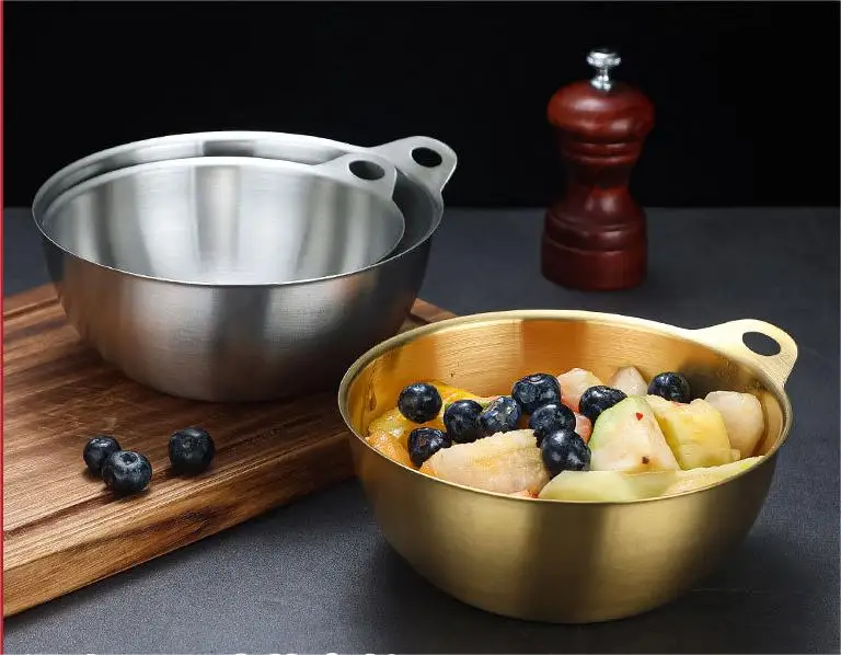 Korean Style Gold Stainless Steel Noddle Hot Pot Instant Noodle Pot Seafood Dry Pots for Home Cooking