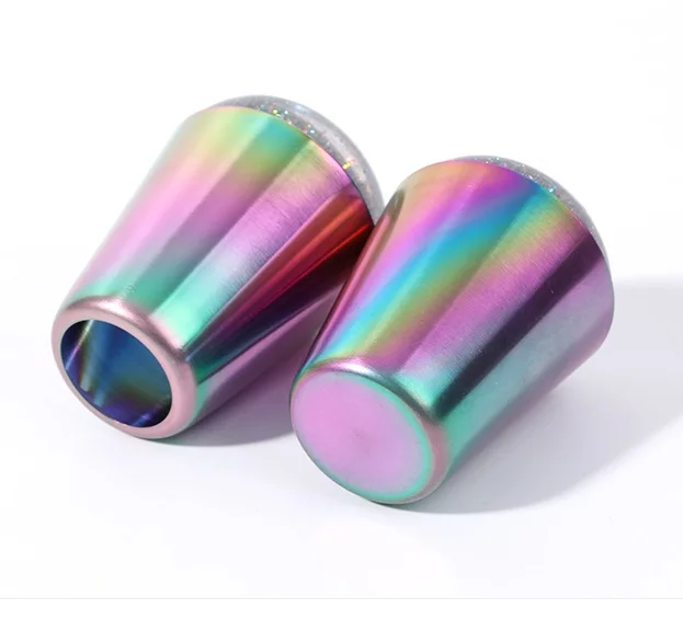 BIN Rainbow Handle Nail Stamper Shiny Holographic Head Silicone Stamper for Nail Art Stamping Plate