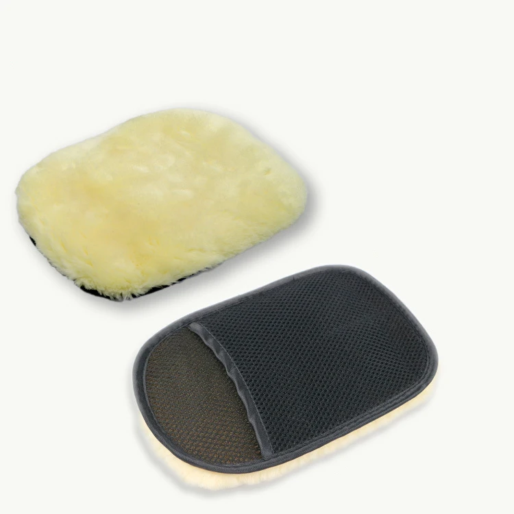 Lambskin Sheep Wool Waxing Car Wash Mitt With Thumb Sheepskin Car