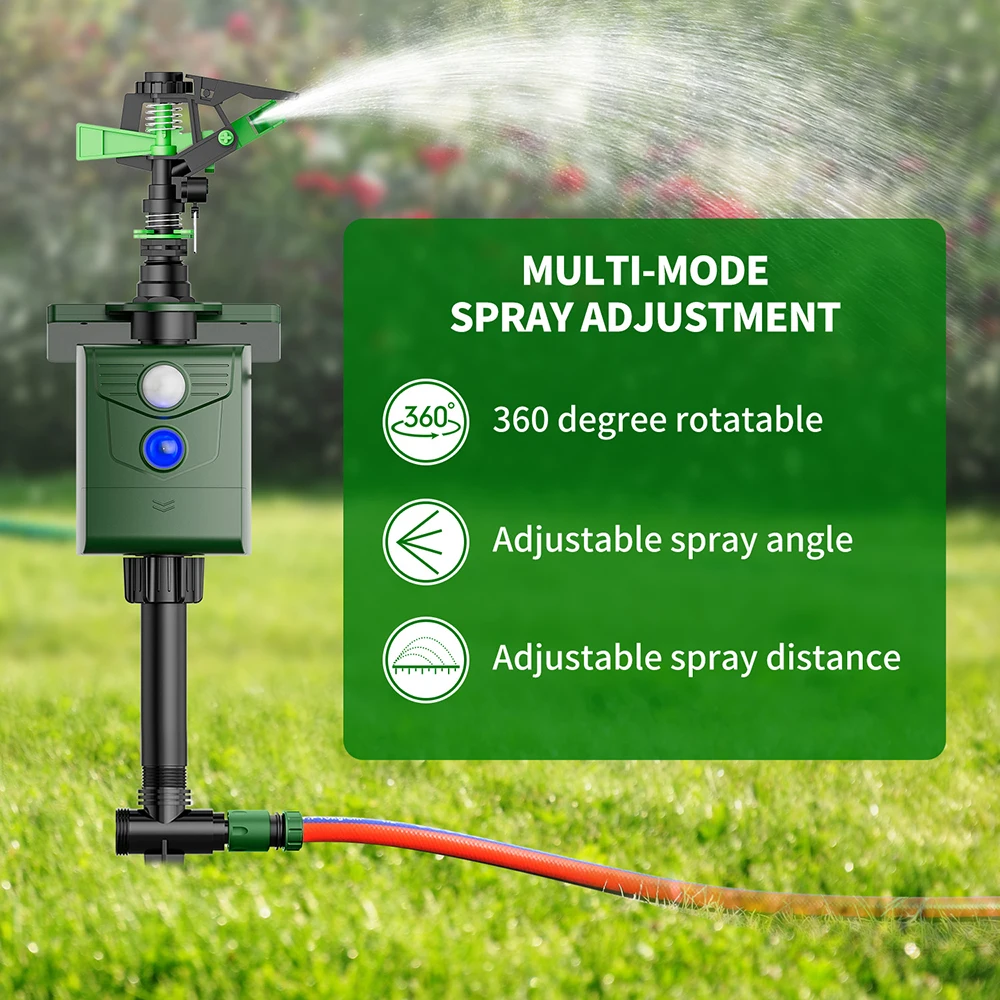 2024 Outdoor Solar-Powered Motion-Activated Water Blaster Powerful Jet Spray to Scare Birds and Squirrels for Yard and Garden